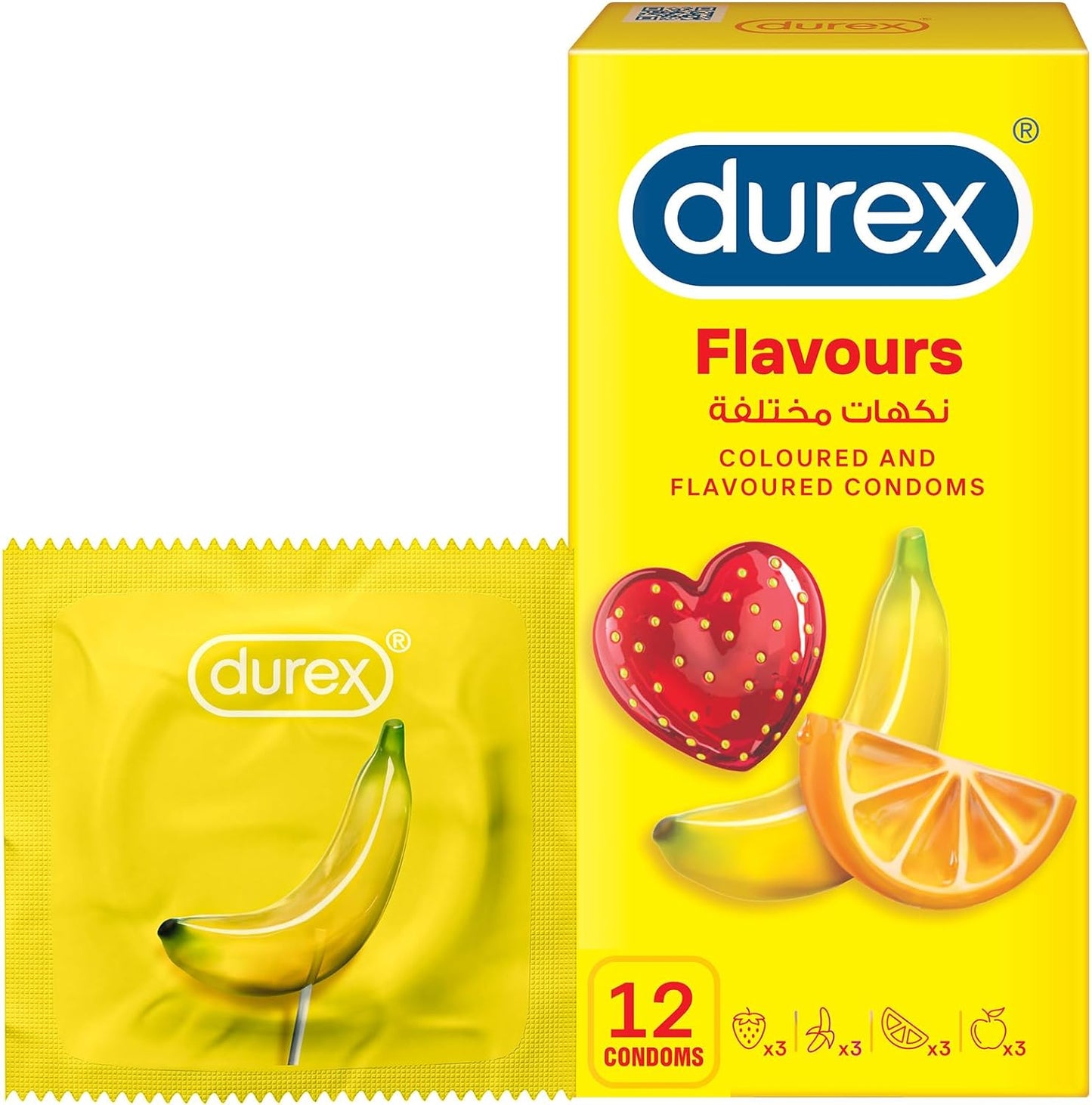 12 Durex Colored & Flavored Condoms- 01 Pack