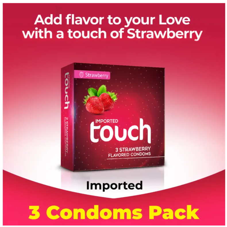 Touch Strawberry Flavored Condoms - Pack of 3