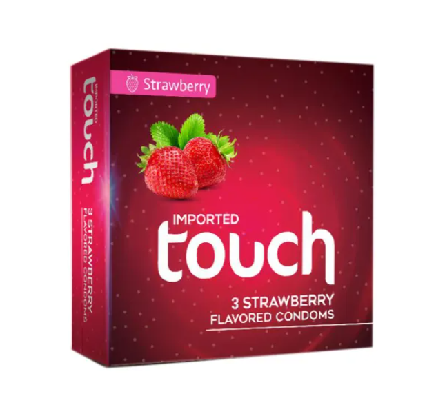 Touch Strawberry Flavored Condoms - Pack of 3