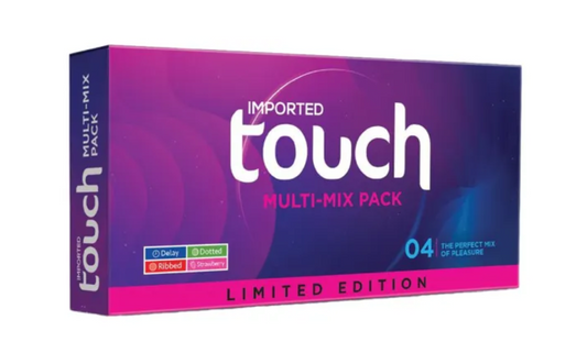 Touch Condoms Multi Mix - Pack of 4 (Ribbed + Dotted + Delay + Strawberry)