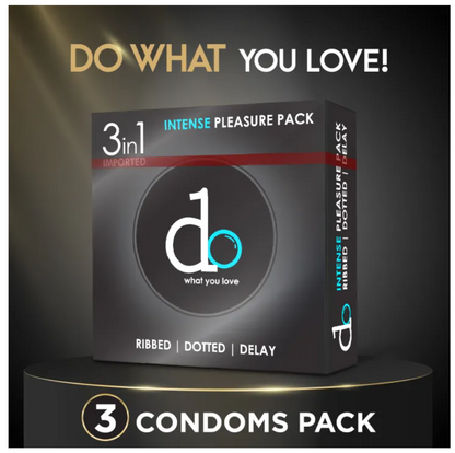 DO Intense Pleasure Condoms (Ribbed + Dotted + Delay) - Pack Of 03