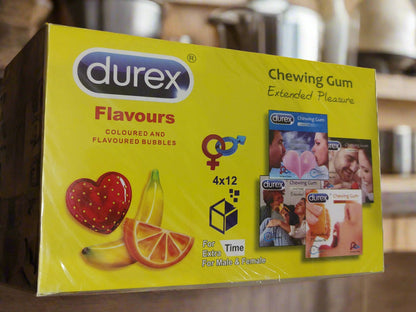 Durex Flavours, Mix Flavoured Cheewing Gum, 48 Gums